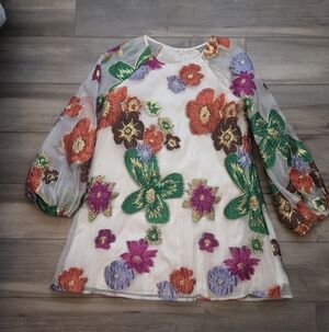 Floral Embroidered Kids Dress